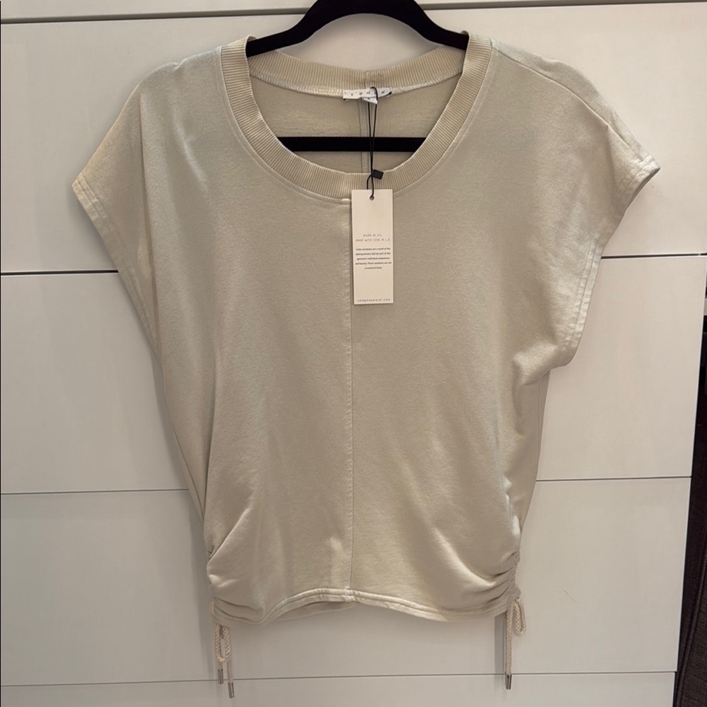 Edge Beige Short Sleeve Top with Side Ties